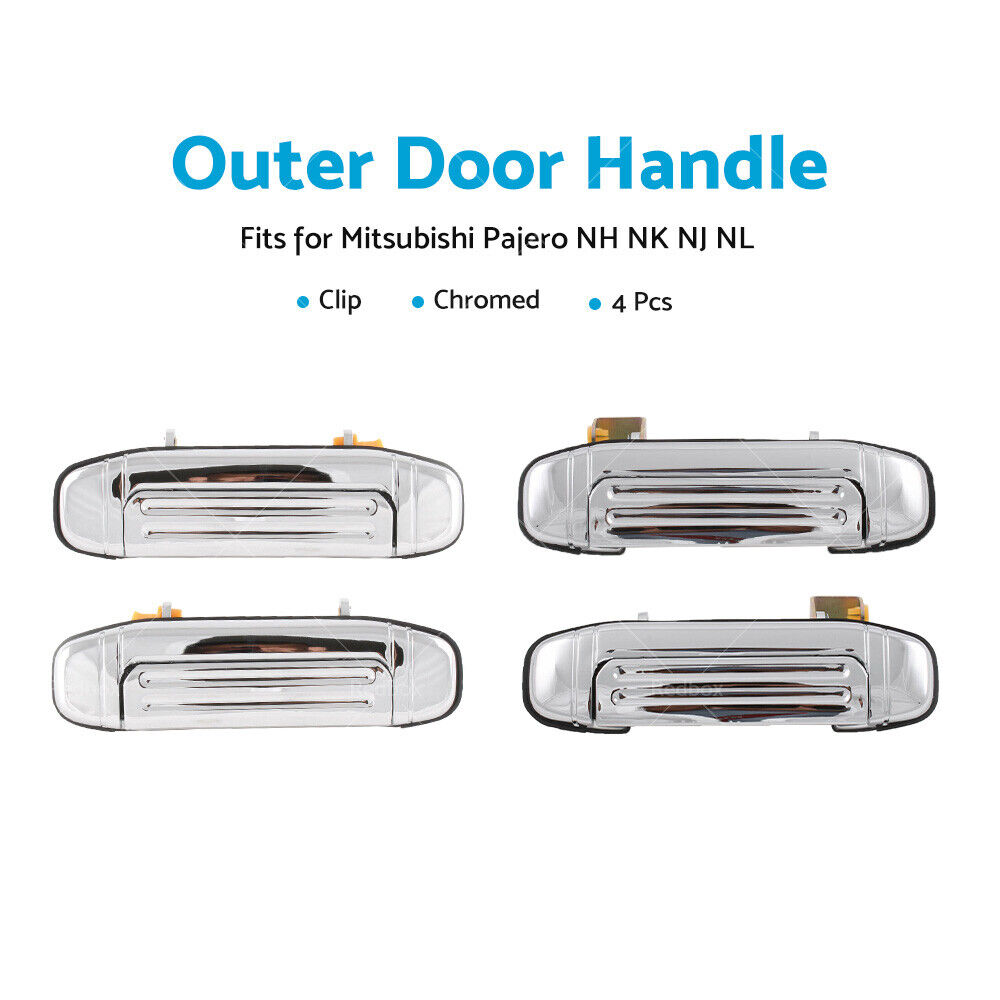 Set 4 Pcs CHROME Outer Door Handle CLIP For Mitsubishi Pajero NH NK NJ NL 91~00