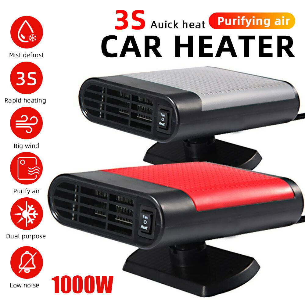 1000W Car Heater Portable Electric Heating Fan Defogger Defroster Demister 12V