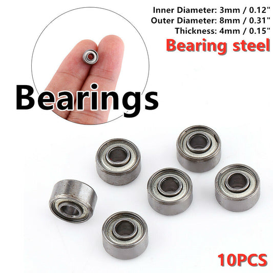 10Pcs Miniature Ball Bearings 693ZZ 3*8*4mm Small Double Shielded Bearing