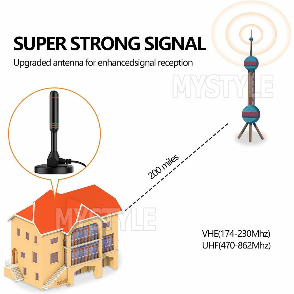 Portable TV Antenna Indoor Outdoor Digital HD Freeview Aerial Ariel 200Mile