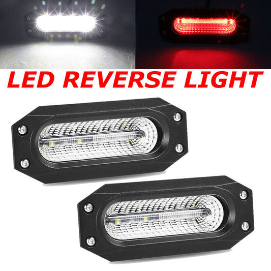 2x 7" inch Flood LED Lights Flush Mount Driving Work Reverse White Red Tail Lamp