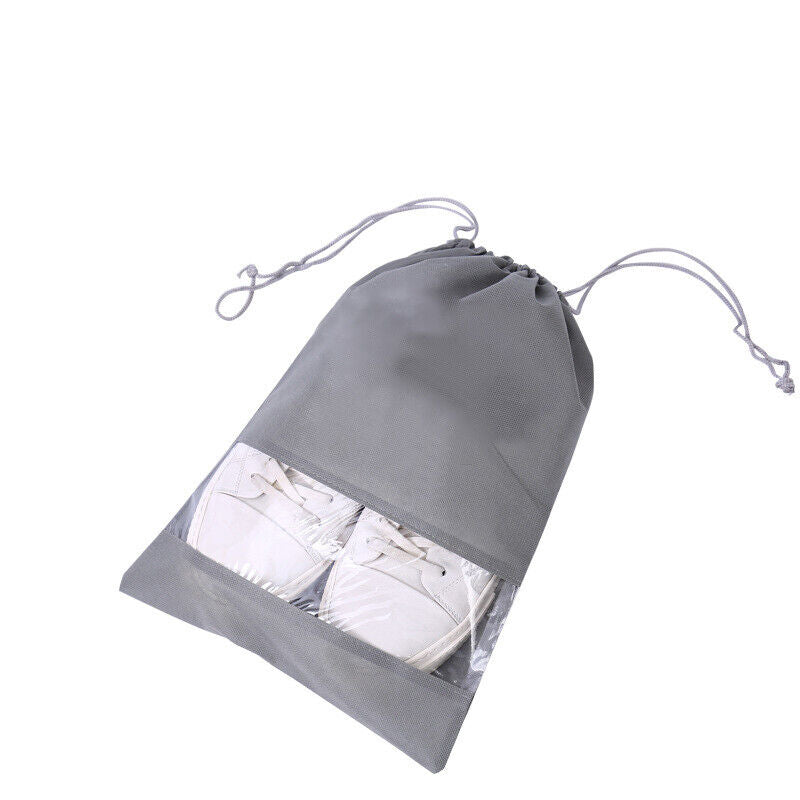 5x Portable Shoes Bag Travel Sport Storage Pouch Drawstring Dust Bags Non-Woven