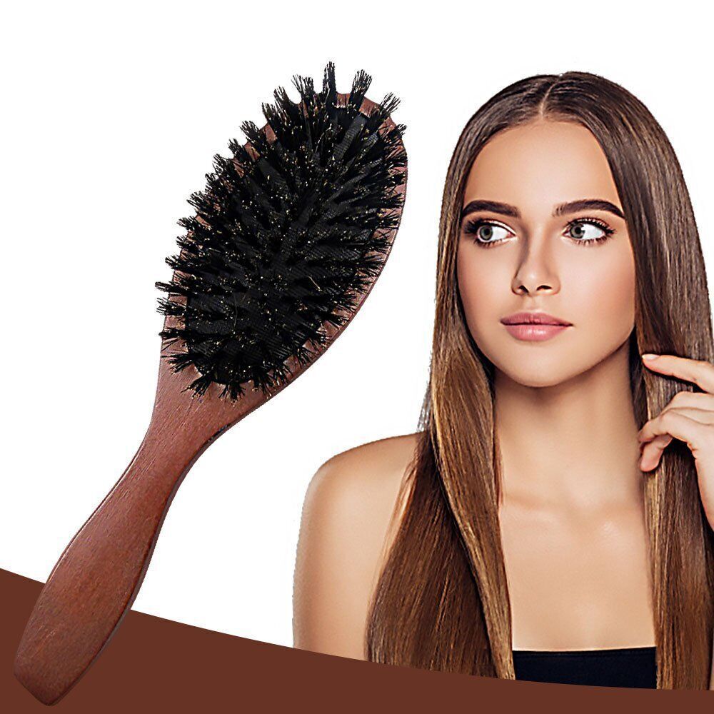 Natural Boar Bristle Brush Comb Anti-static Hairdressing Hair Styling Comb