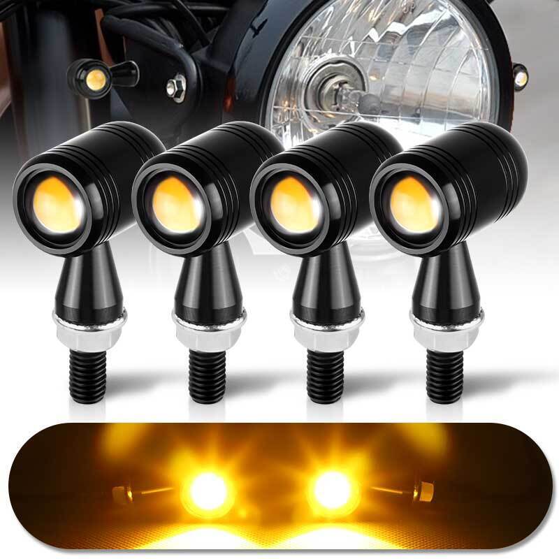 4X Universal CNC Motorcycle Turn Signal LED Indicator Lights Blinker Amber Lamps