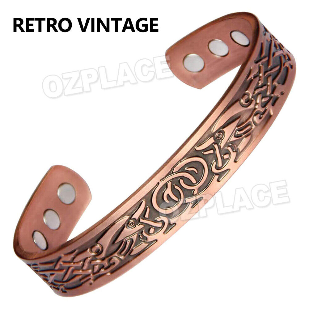 Pure Copper Magnetic Bracelet Arthritis Pain Relief Bangle Healing Therapy Gift