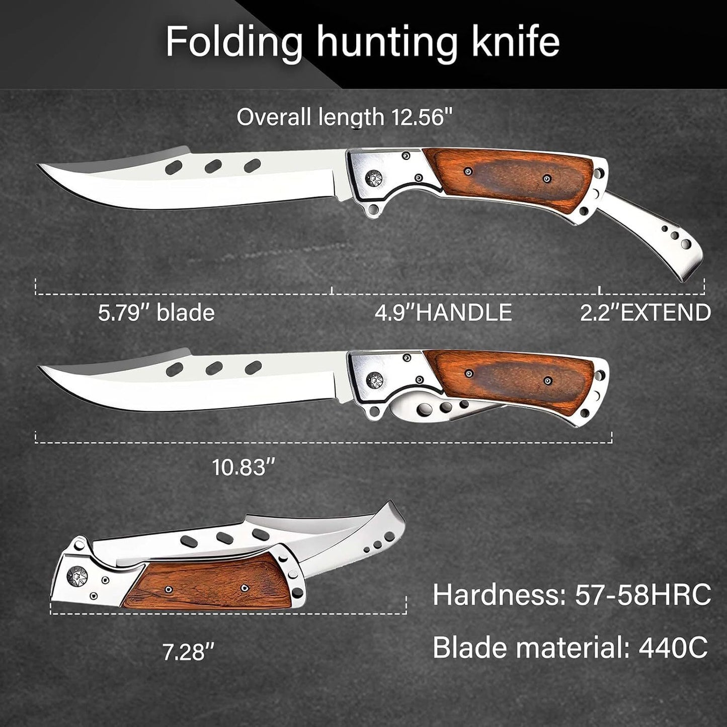 Outdoor Survival Straight Knife Hunting Hiking Pocket Tool Blade Camping folding