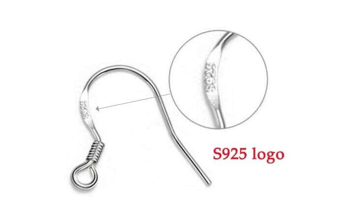 100pcs 925 Sterling Silver Hooks Hypoallergenic Ear Wires DIY Earrings Jewelry