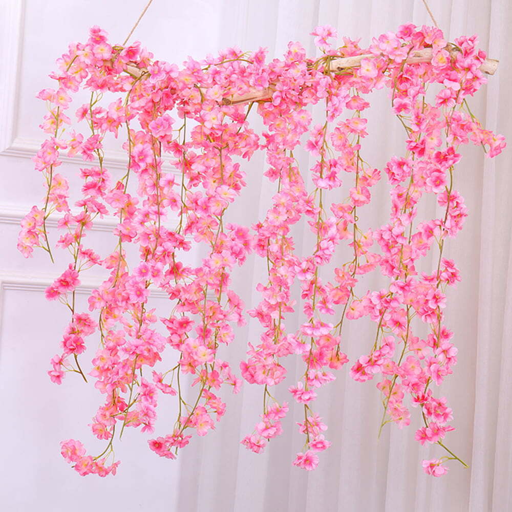 Artificial Cherry Rattan Blossom Flower Garland Vine Hang Wedding Garden Decor