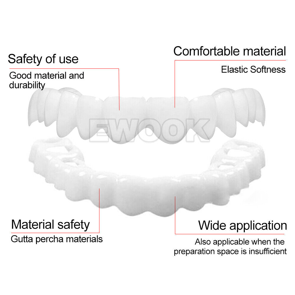 Snap On Bottom /Upper Lower False Teeth Dental Veneers Dentures Fake Tooth Smile