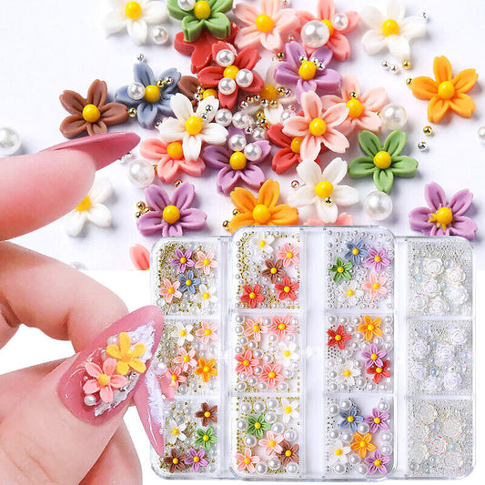 3D Nail Gems Nail Jewelry Nail Camellia Flower Mix Beads Nail Art Accessories