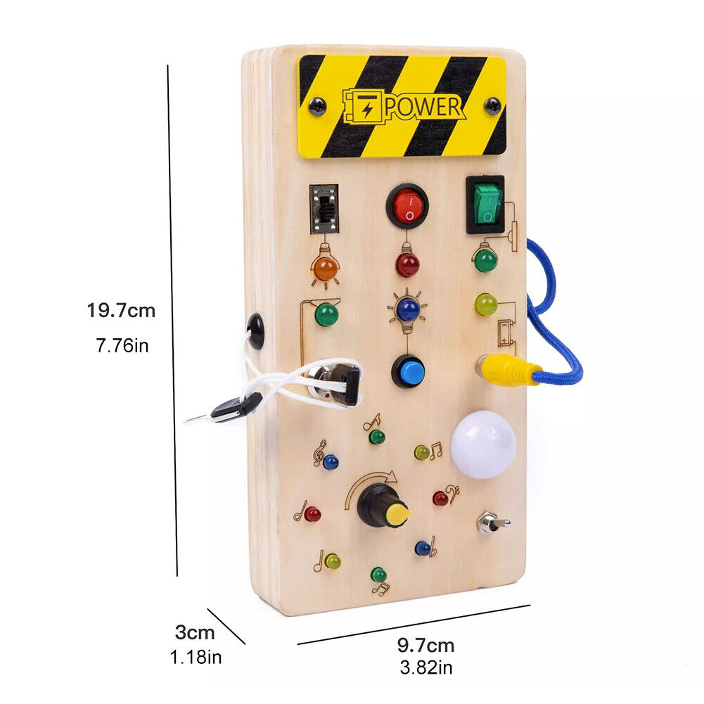 LED Light Switch No Toxic Wooden Busy Board Wooden Sensory Toys for Kid Child