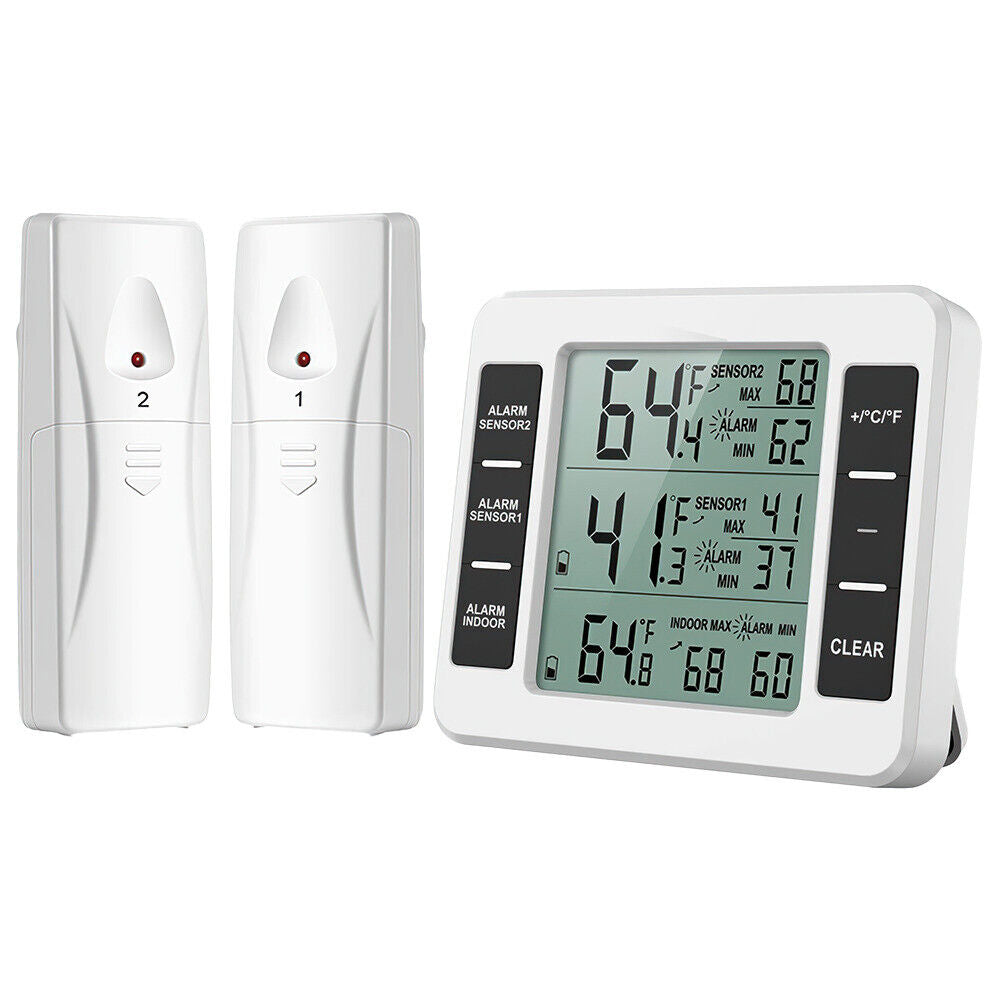 Wireless Digital Fridge Thermometer Freezer Alarm Gauge Monitor Sensors Outdoor