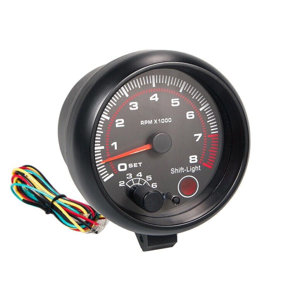 3.75" Car 12V Tachometer Tacho Gauge Meter 0-8000 RPM Shift Light Universal