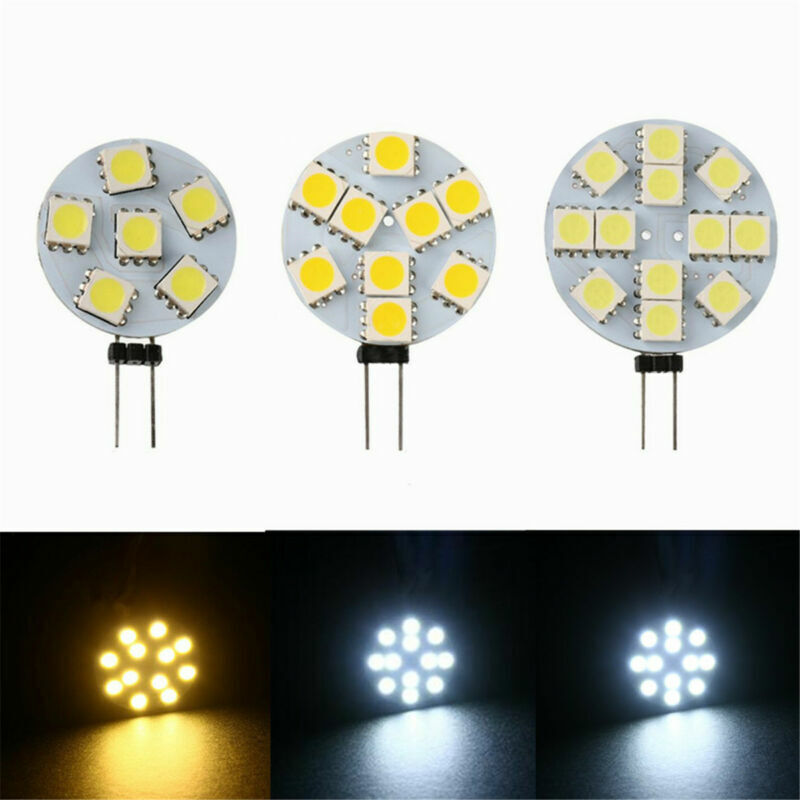 G4 5050 SMD 6/9/12 LED Car Boat Light Round Bulb Side-pins Lamp DC 12V