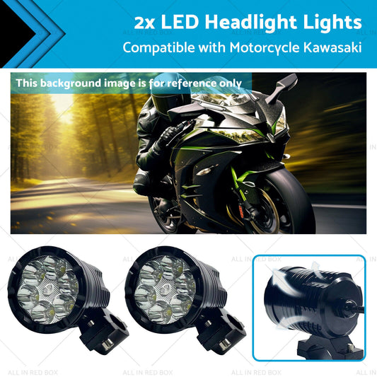 2x LED Headlight Lights Motorcycle Waterproof Driving Fog Spotlight Lamp