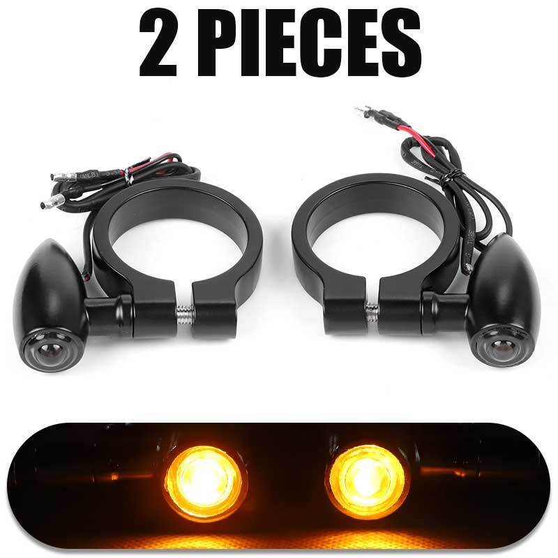 2x Front LED Turn Signal Fork Clip Lights Amber 41mm Motorcycle Fork Tubes Clamp