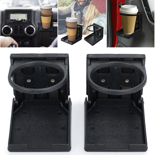 2Pcs Black Adjustable Folding Drink Holders Cup Holder For Car Truck Boat Marine