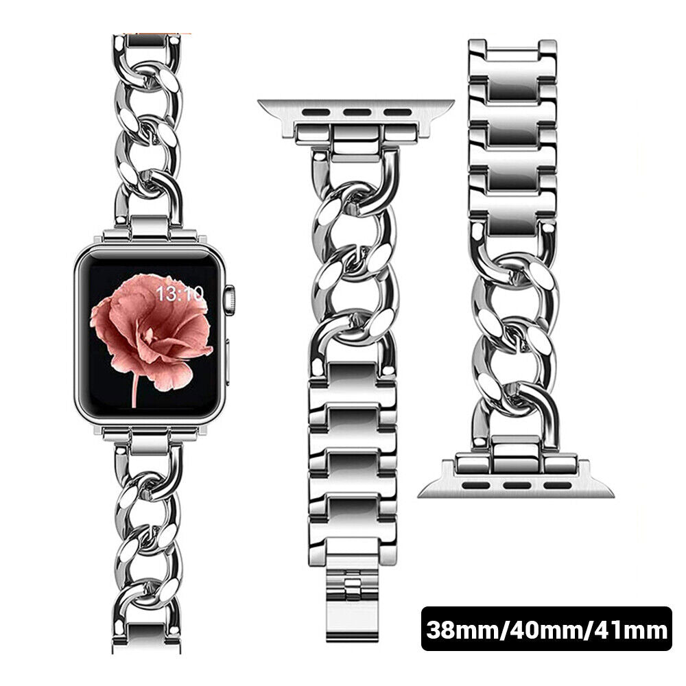 NEWMetal Strap Band For Apple Watch Series 8 7 6 5 4 3 2 1Women Stainless Steel