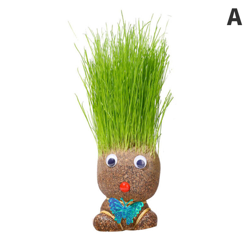 Room Decor Mini Grass Head Doll Small Potted Plant Watering Green Plants Beautif