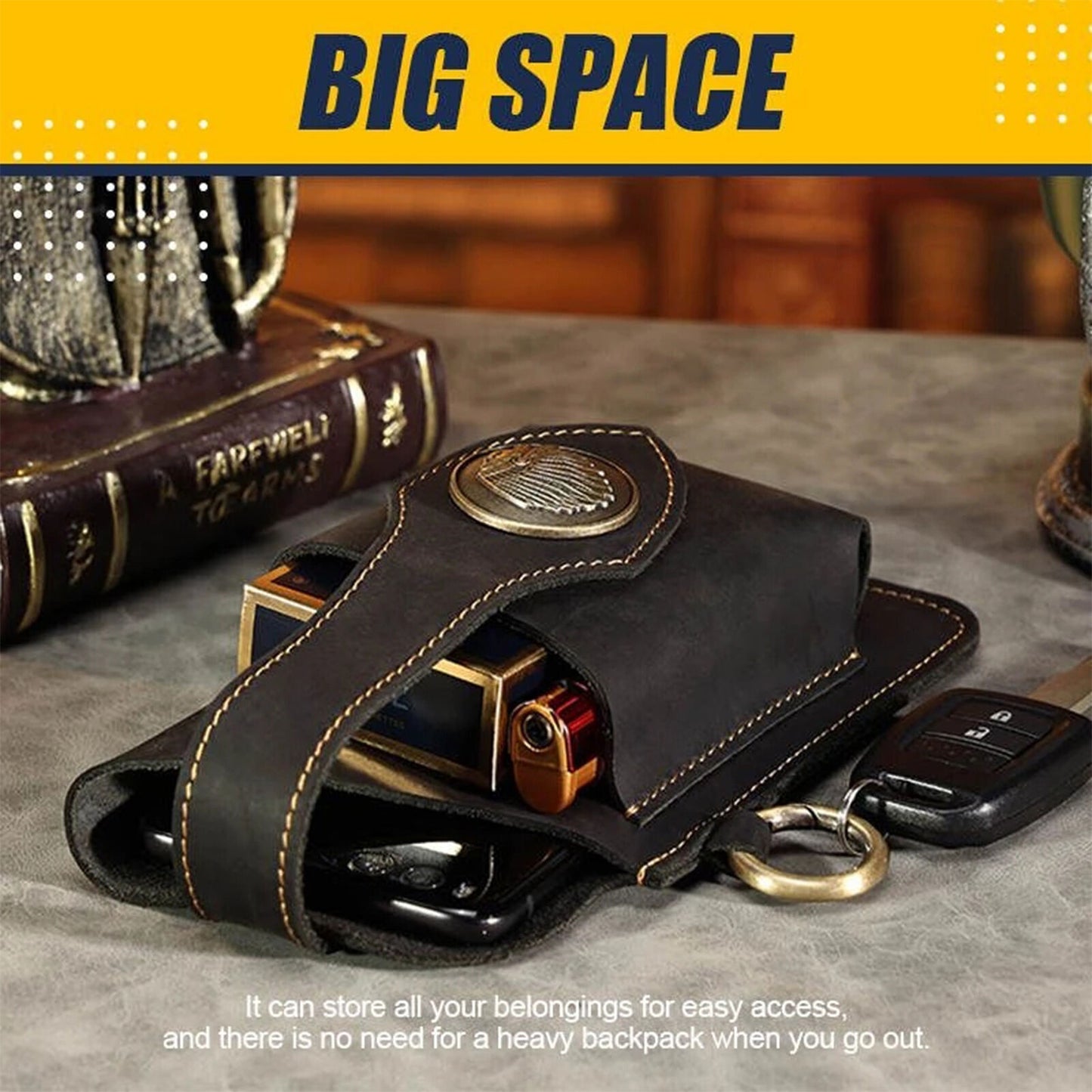 Men Retro Leather Waist Bag Mobile Phone Holder Belt Pack Pouch Holster Wallet