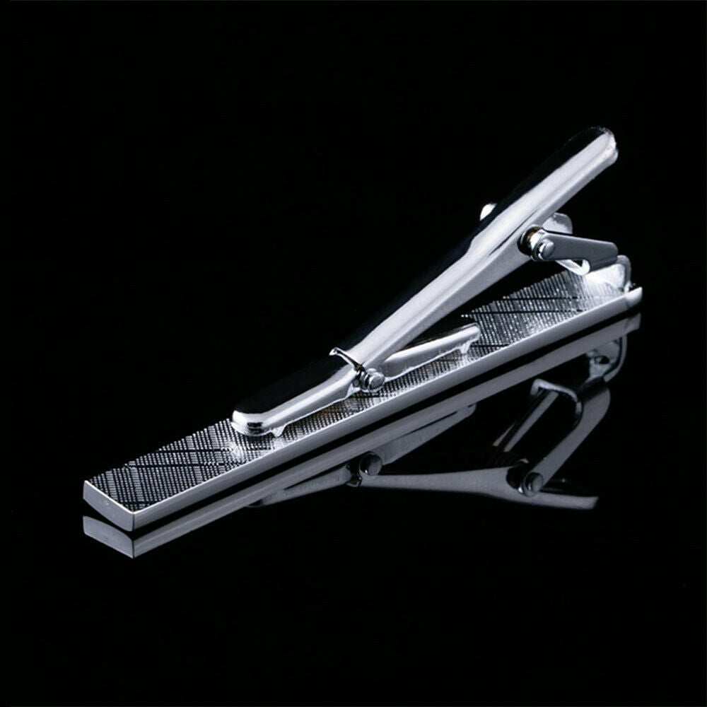 Mens New 5~6cm Clip Stainless Steel Shirt Tie Pin Bar Clasp Wedding Silver Black