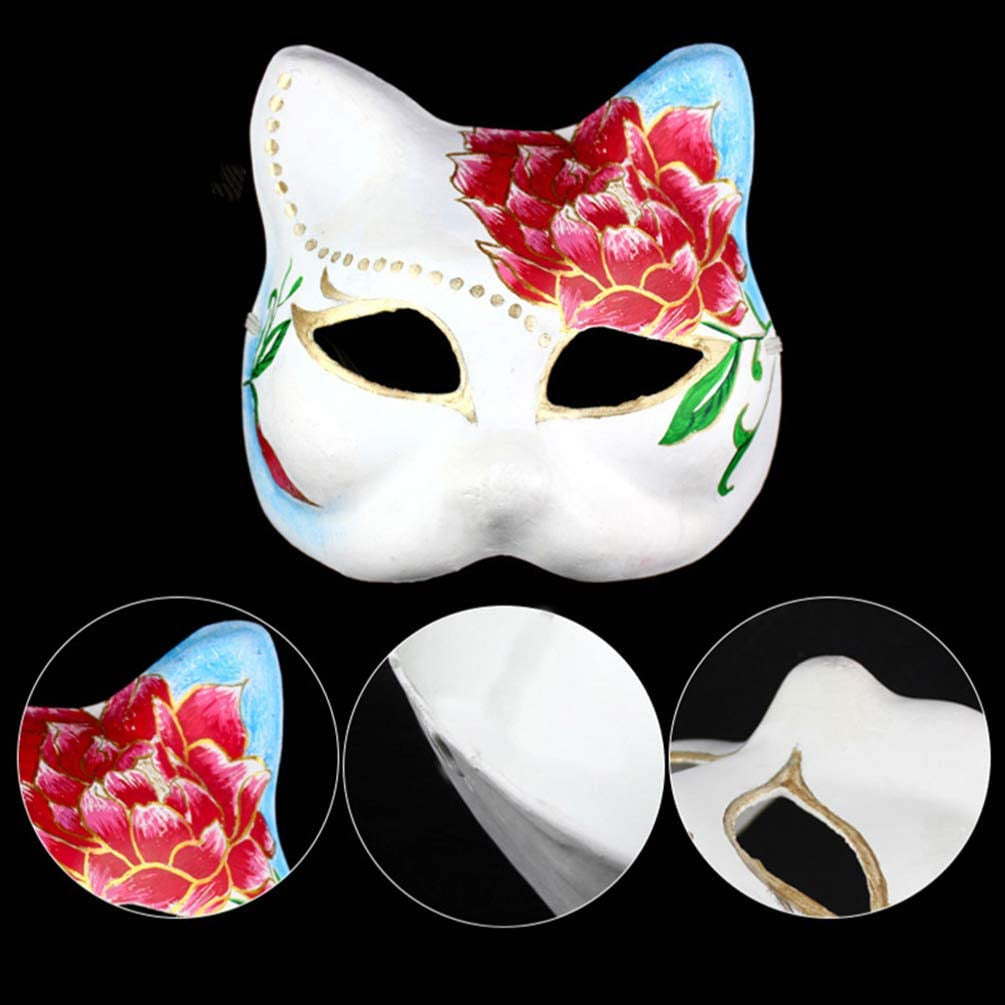 3 Pcs White Masks DIY Cat Half Animal Plain Masquerade Masks Unpainted (White)