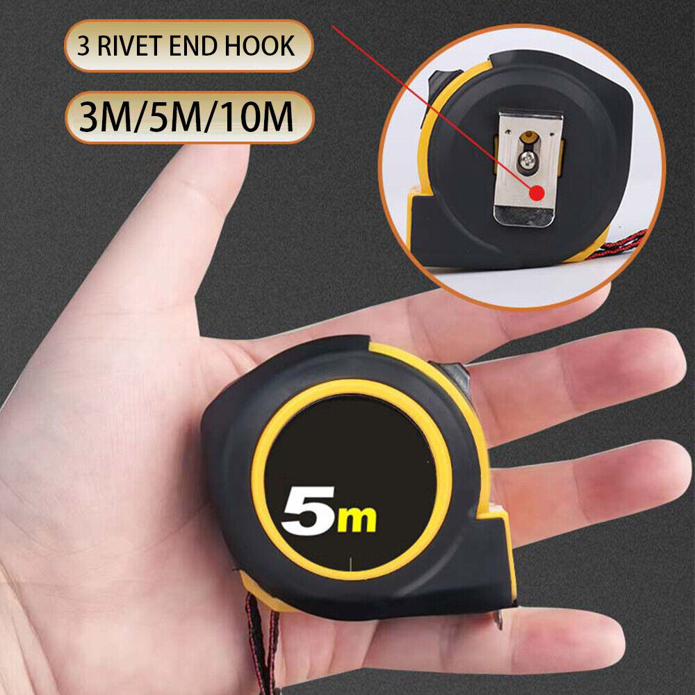 Measuring Rule Tool 10m Retractable Tape Measure 3-Way Lock Metric Rubber