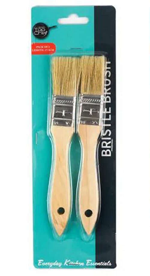 2pk Pastry Brushes Kitchen Food Cooking BBQ Wooden Handle Baking Bristles Brush