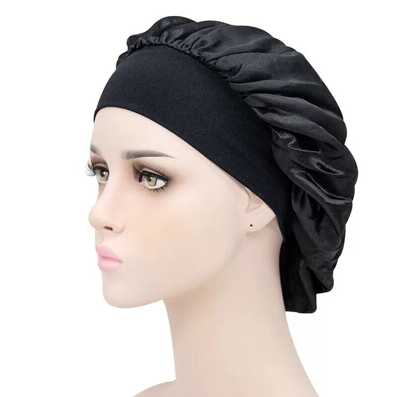 Sleeping Bonnet Hair Wrap Silk Satin Cap Women Elastic Night Soft Hat Headwear