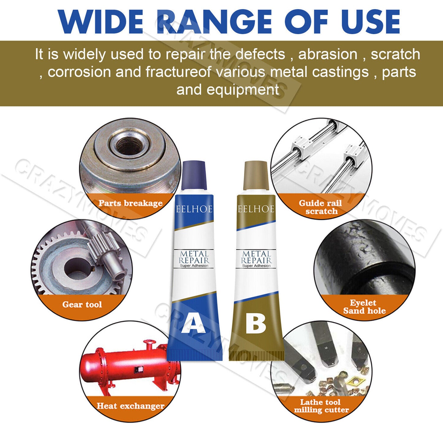 Industrial HEAT Resistance Cold Weld Auto Metal Repair Paste Adhesive Gel VIC