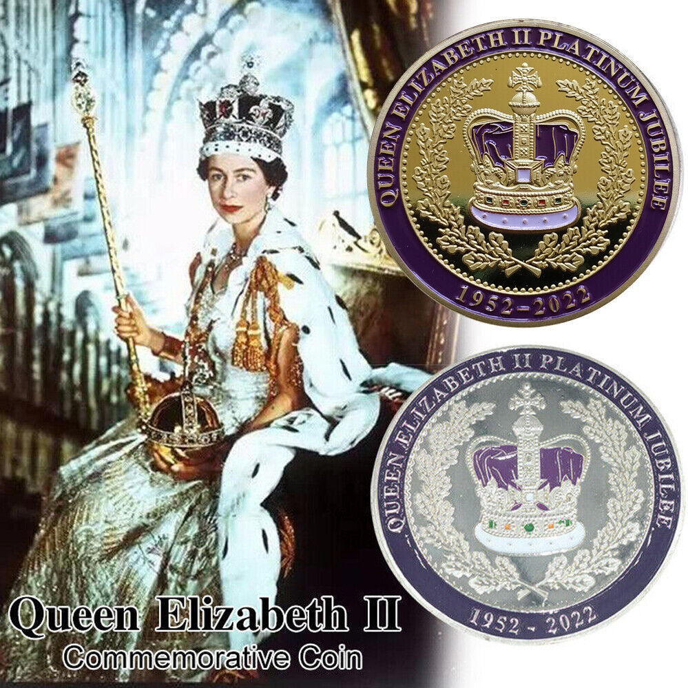 Queen Elizabeth II Platinum Jubilee Commemorative Coin Royal Souvenir Golden Hot