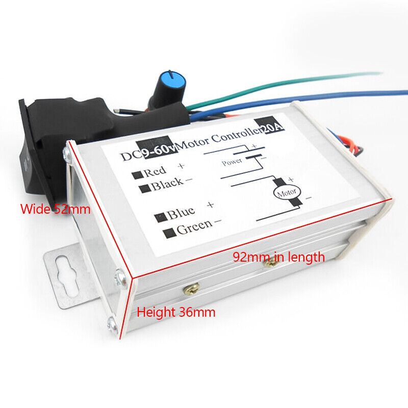 Reversible DC Motor Speed Controller Driver Controls 9V-60V 12V 24V 36V 48V 60V.