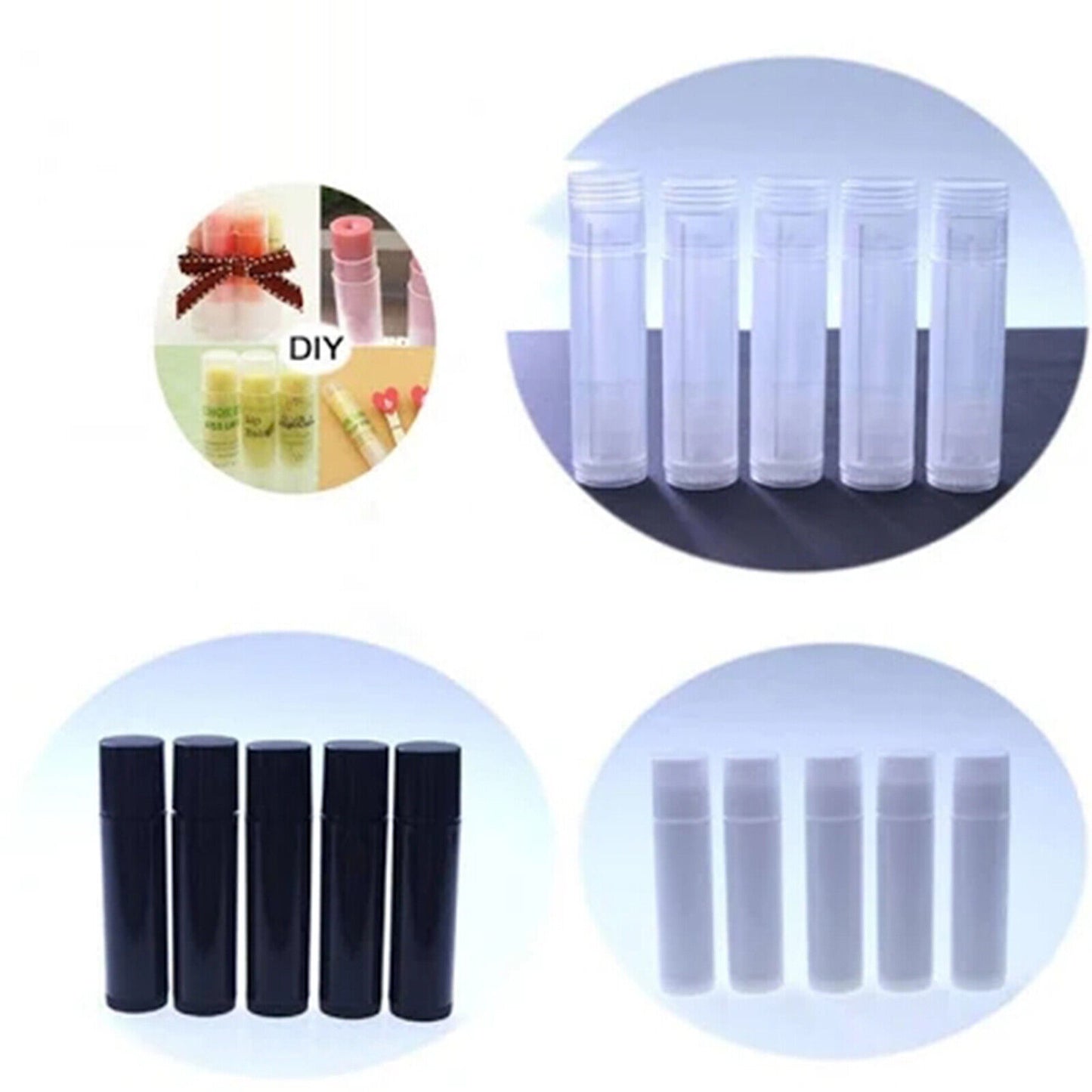 30x Empty lipstick Plastic Lip Balm Container Tubes Caps 5g DIY Balm T