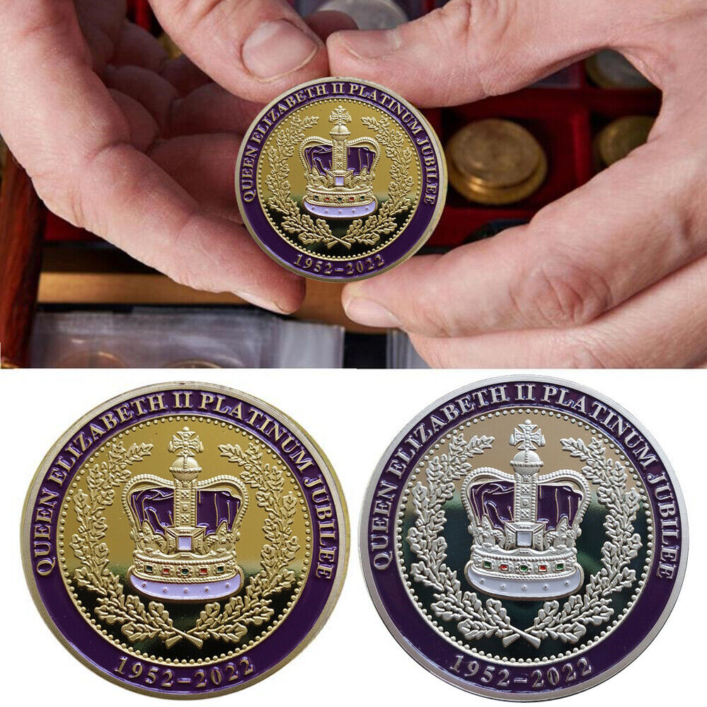 Queen Elizabeth II Platinum Jubilee Commemorative Coin Royal Souvenir Golden Hot