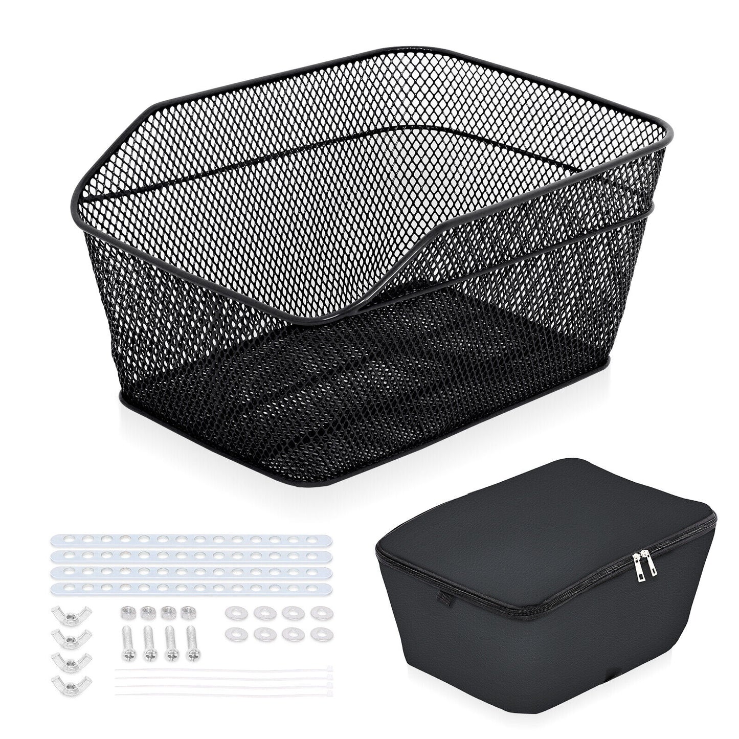 Rear Bike Basket Large Capacity Metal Basket Rainproof Cover