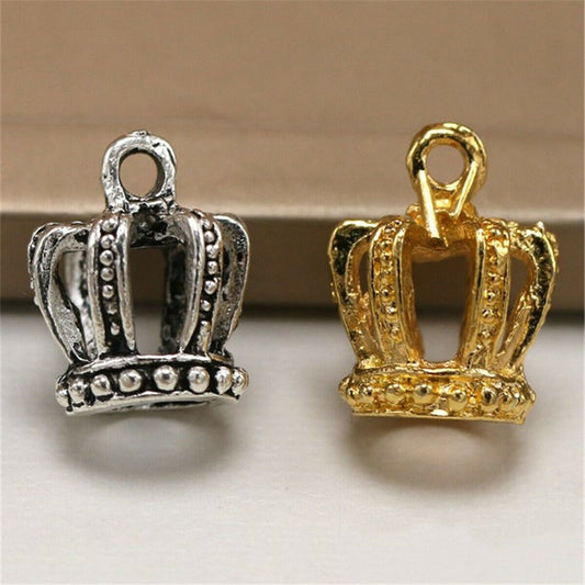 2pcs Alloy 3D Crown Charm Pendant For DIY Bracelet/Earrings Jewelry Making