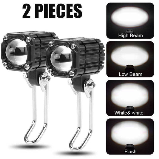 2x Universal Motorcycle Mirror Mount LED Spot Lights Electric scooter Headlight