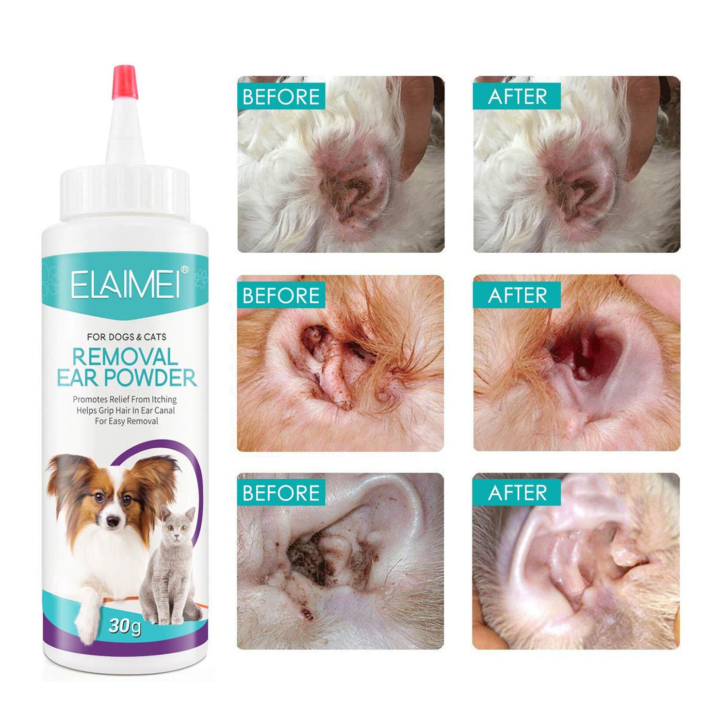 Pet Removal Hair Powder For Dog Cat Ear Cleaner Removal Ears Mite Antipruritic