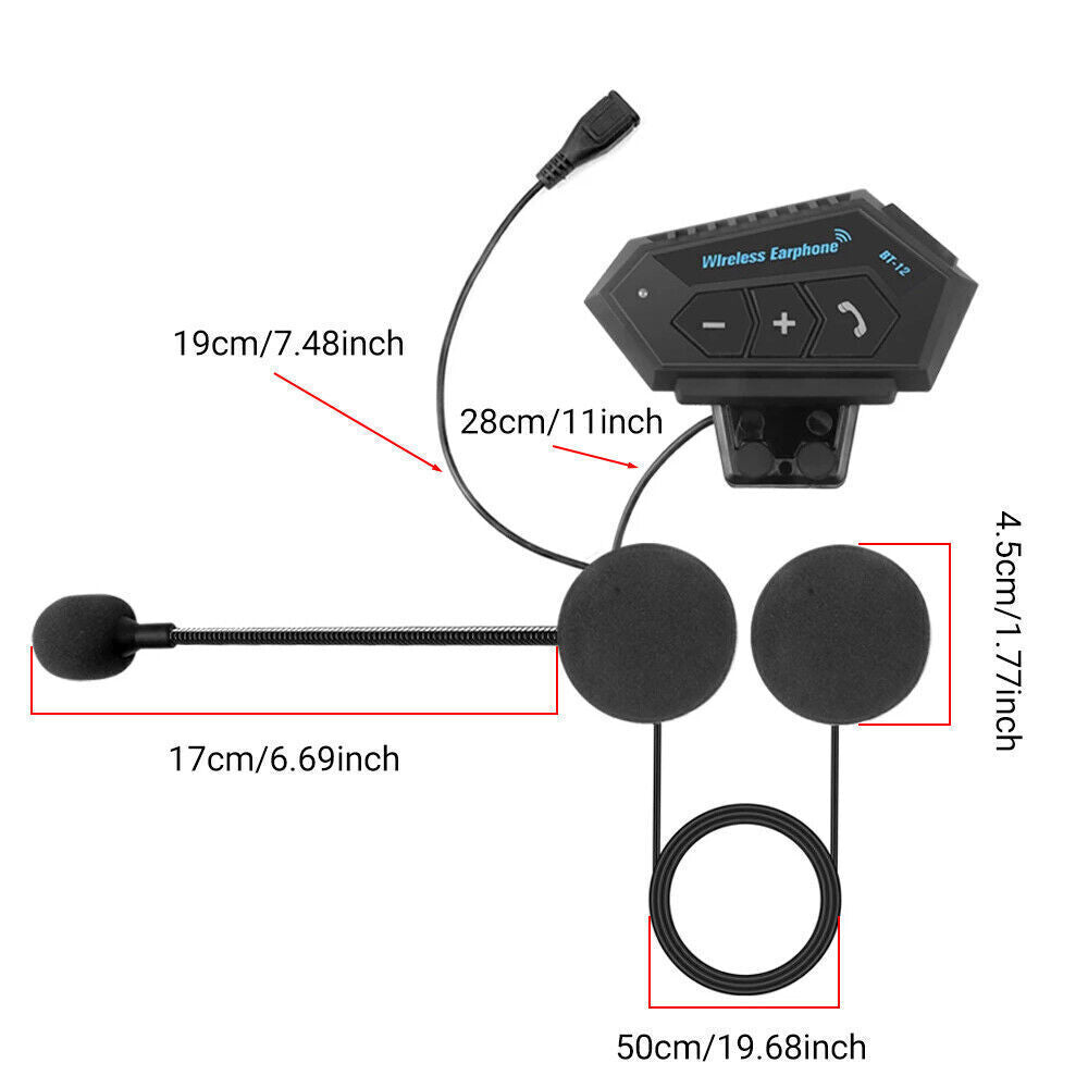 Motorcycle Bluetooth Helmet Headset Interphone Motorbike Headphone FM Intercom