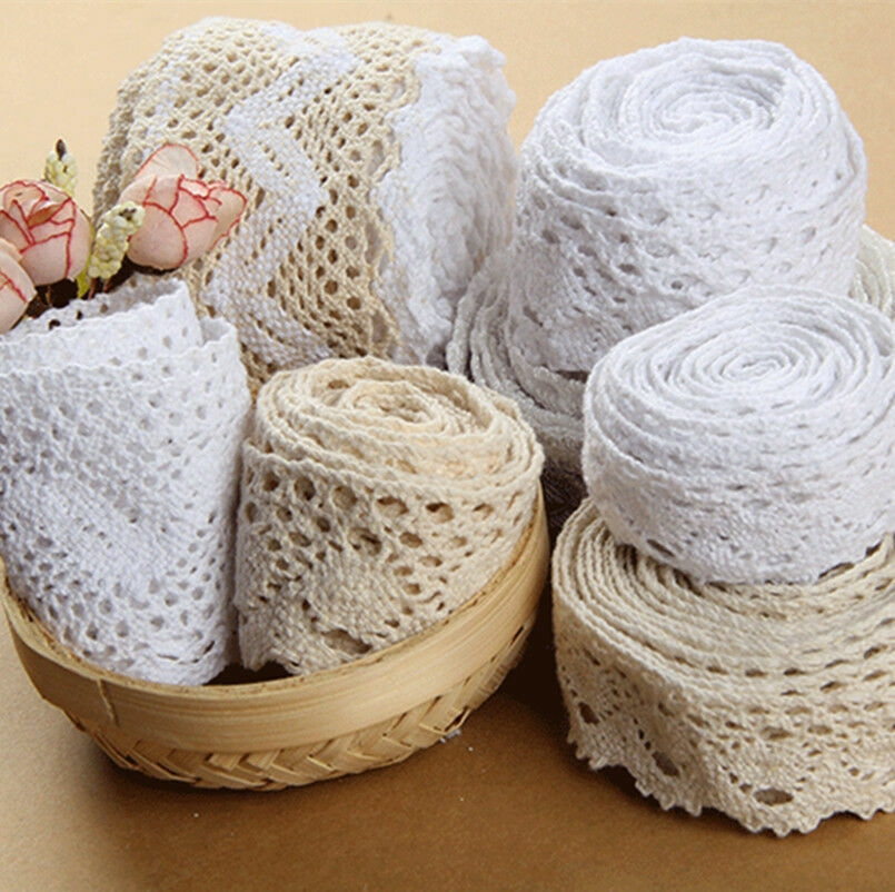 10M Cotton Crochet Embroidered Lace Edge Trim Ribbon Appliques Sewing DIY Craft