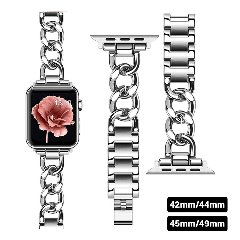 NEWMetal Strap Band For Apple Watch Series 8 7 6 5 4 3 2 1Women Stainless Steel