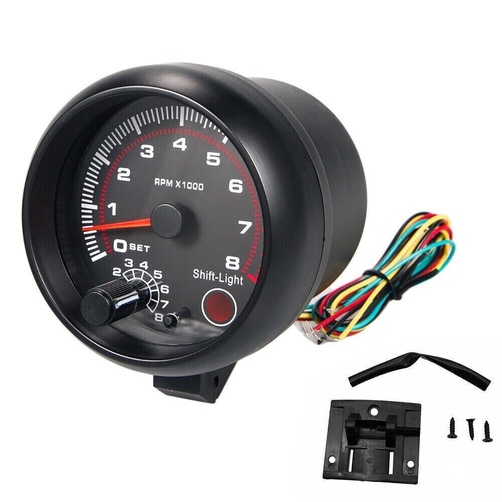 3.75" Car 12V Tachometer Tacho Gauge Meter 0-8000 RPM Shift Light Universal