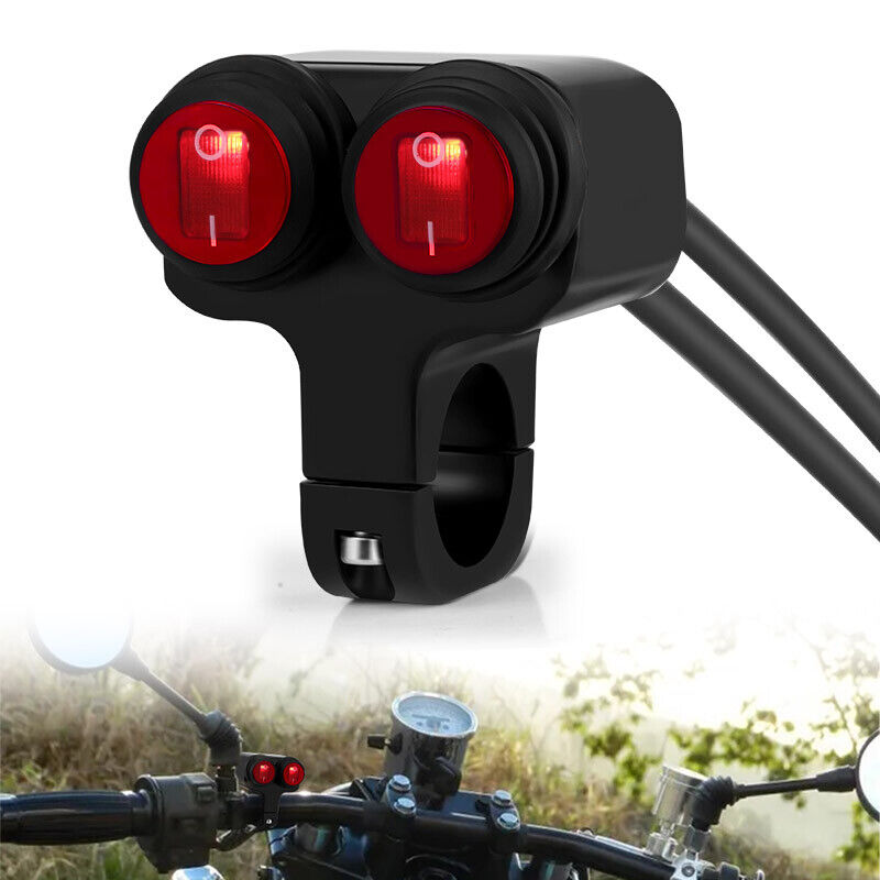 Motorcycle Waterproof Handlebar Headlight Fog Spot light Dual On Off Switch Bike