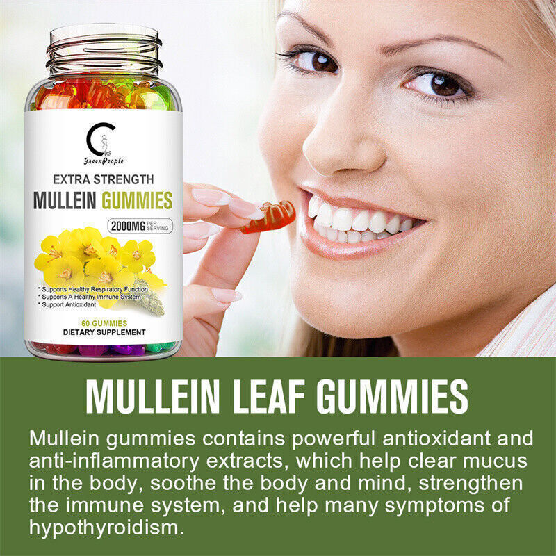 Organic Mullein Leaf Gummies 2000mg,Lung Cleanse Detox Herbal,Immune Support