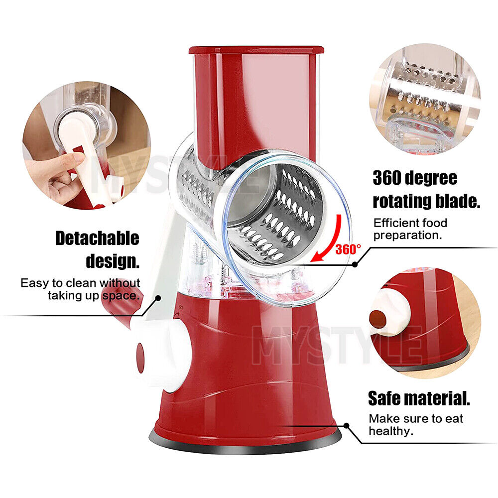 Kitchen Vegetable Food Manual Rotary Drum Grater Chopper Slicer Fruit Cutter