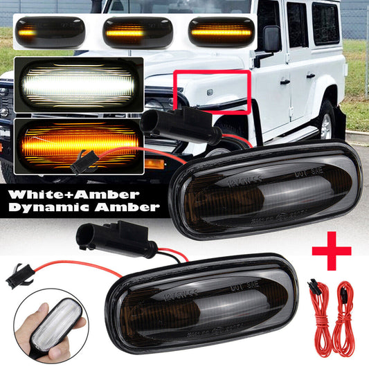 For Land Rover Discovery 2 Freelander Defender Black LED Front Side Marker Light