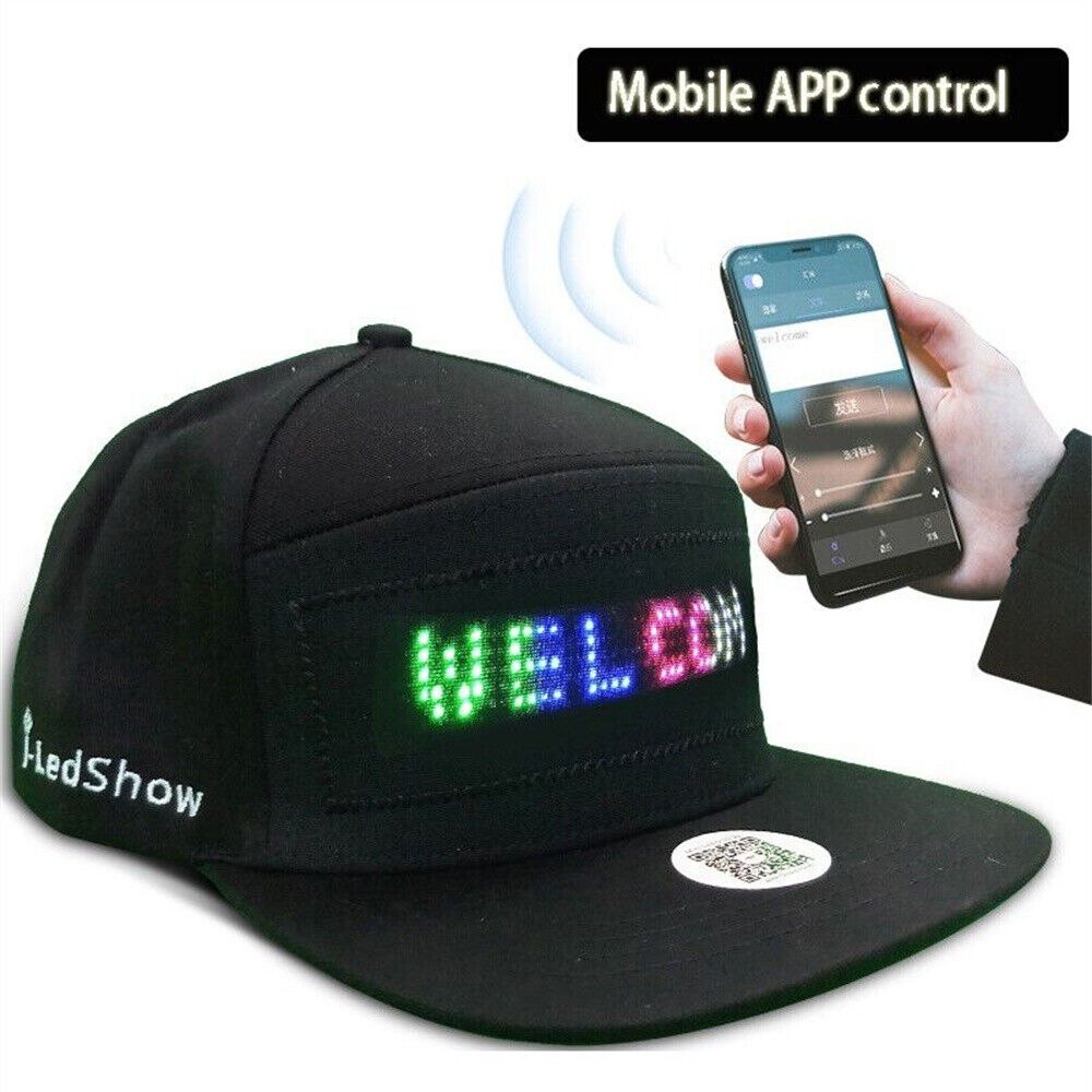 LED Cap Basaball Hat Snapback Bluetooth Adjustable Men Women Breathable USB App