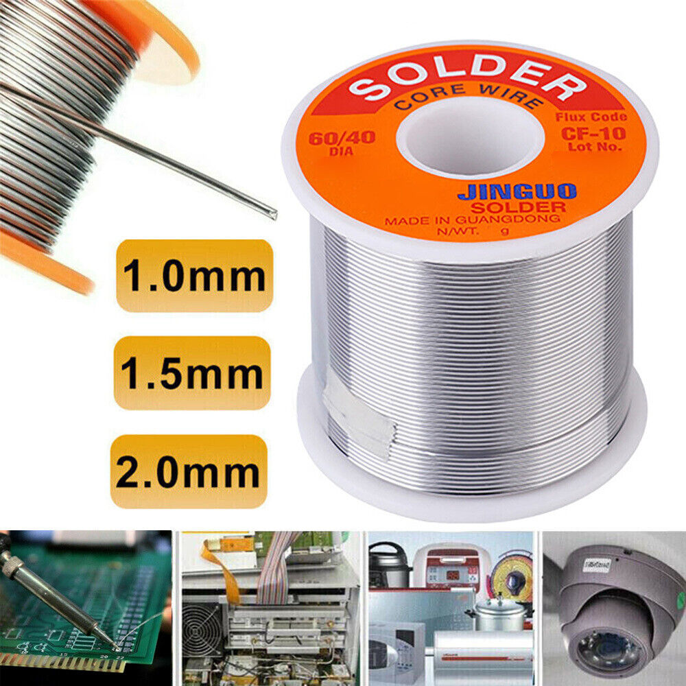 2x 60/40 Tin lead Solder Wire Rosin Core Soldering Kit Tool 2% Flux Reel 0.5mm-2mm