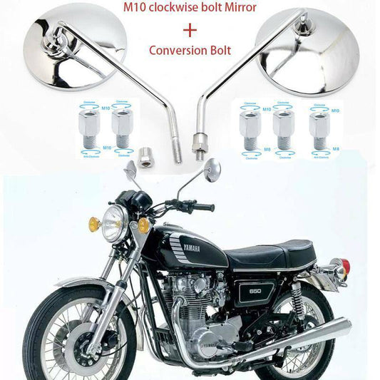 M8 M10 Motorcycle Round Rear View Side Mirrors For Yamaha Honda Suzuki Kawasaki