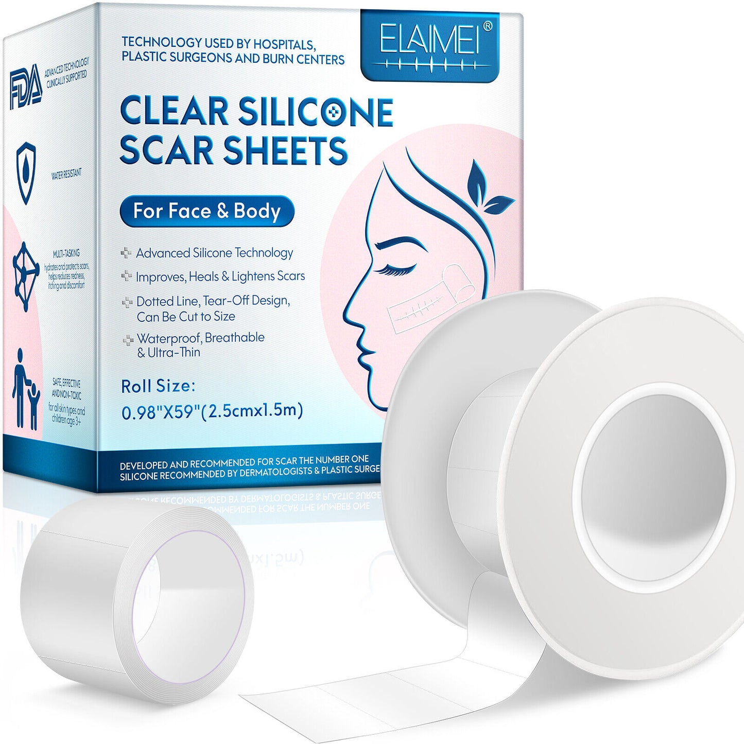 Silicone Gel Sheet Patch Medical Scar Removal Wound Skin Repair Treatment Tape